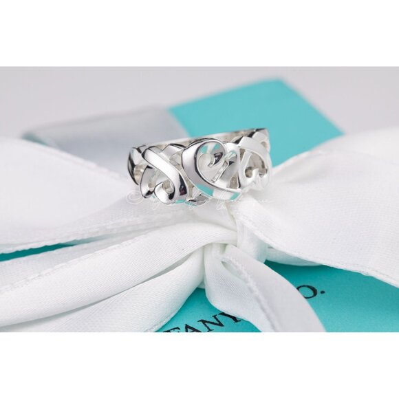 Tiffany & Co. Jewelry - Tiffany & Co Ring Vintage Triple "LOVING HEART" Band by Paloma Picasso in Silver